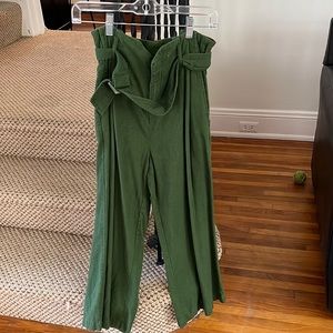 Green wide leg trousers